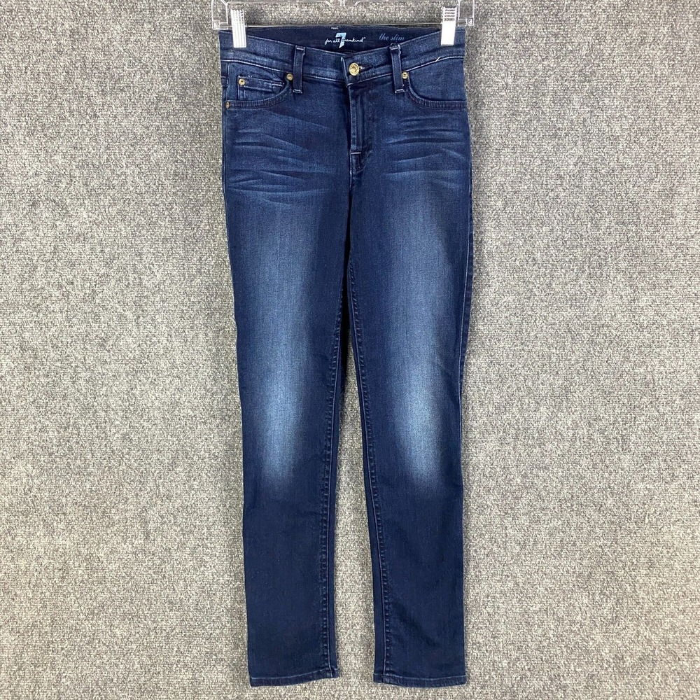 7 For All Mankind Jeans Women's Size 24 The Slim Cigarette Denim Cotton Blend